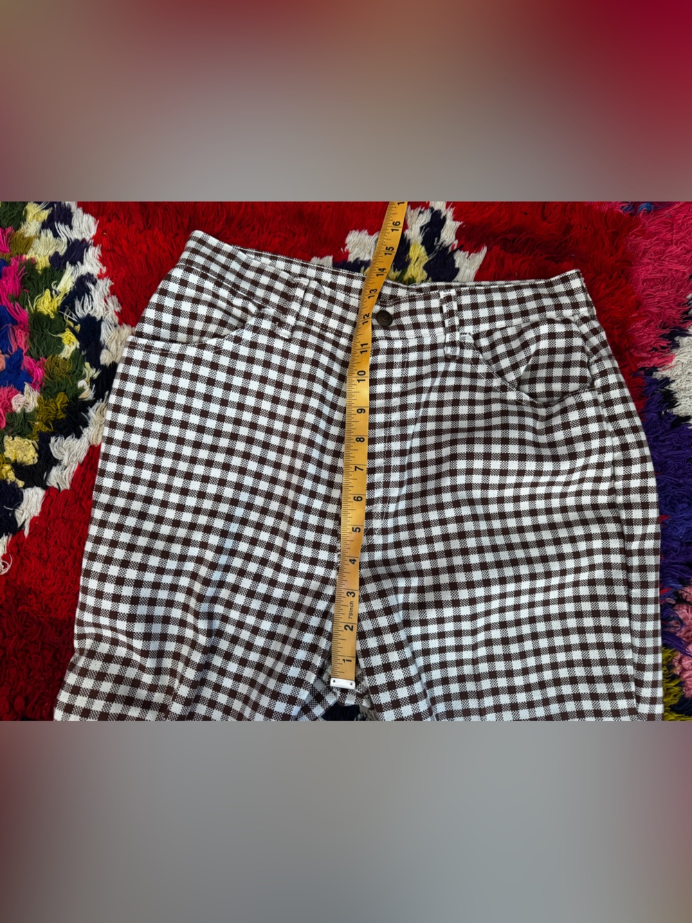 60s Vintage Big E Levi’s Brown Gingham Pants - Picture 9 of 10